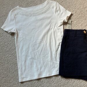 Croft & Barrow petite White Textured Top